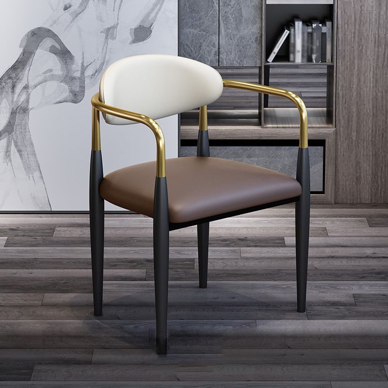 Modern Arm Chair Leather Open Back Dining Chair for Dining Room