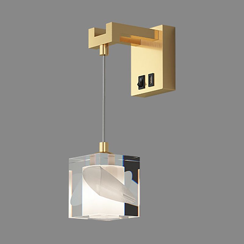 Modern Style Crystal Wall Light Cube Hanging Wall Sconce for Living Room