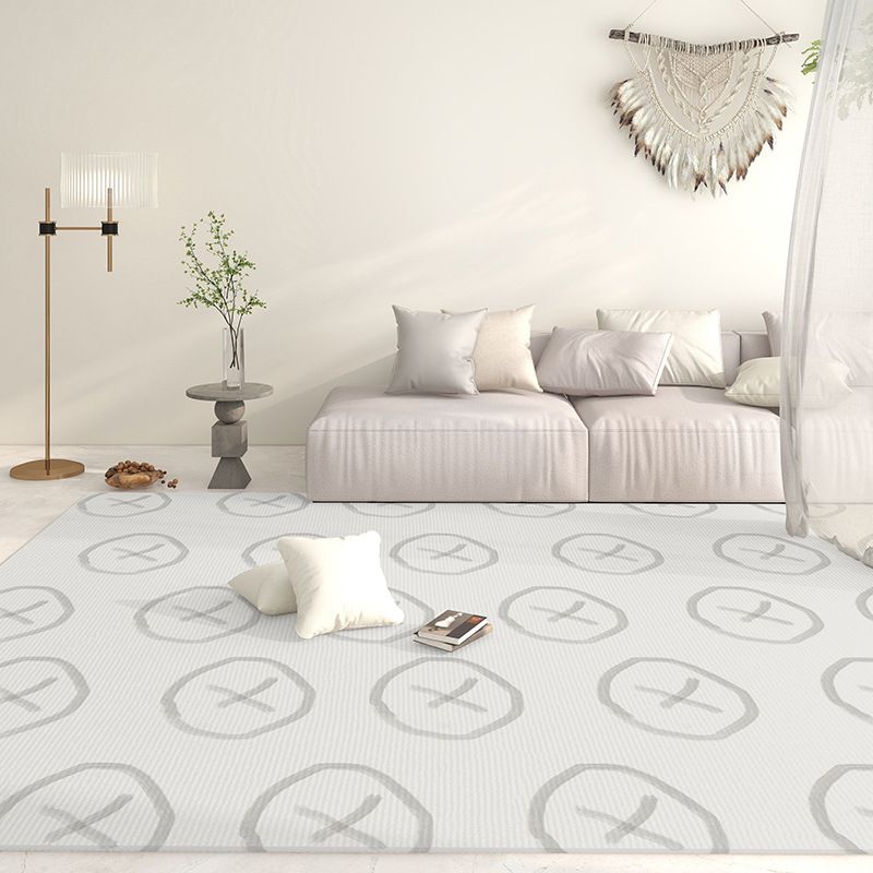 Light Gray Graphic Rug Polyester Casual Rug Stain Resistant Rug for Living Room