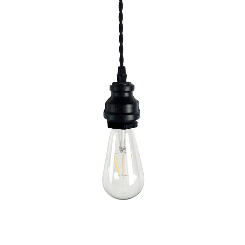 1 Bulb Mini Hanging Ceiling Light Vintage Style Black/Rust Metallic Adjustable Pendant Lighting with Pipe Design