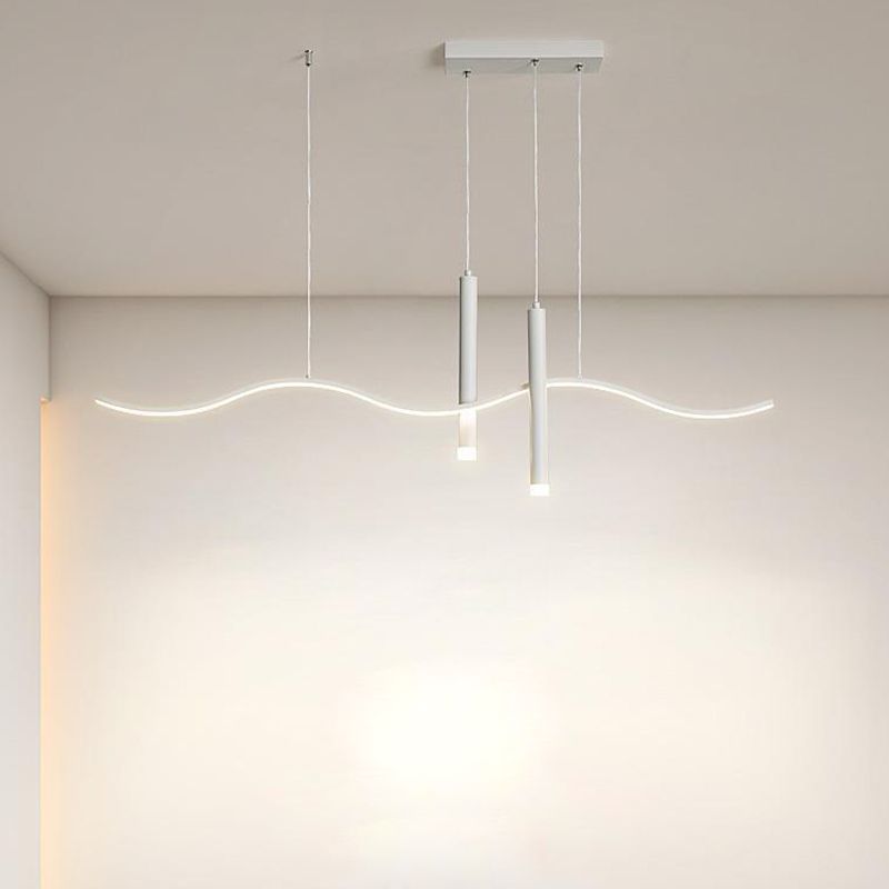 White Ceiling Light LED Contemporary Kitchen Island Lighting for Dining Room