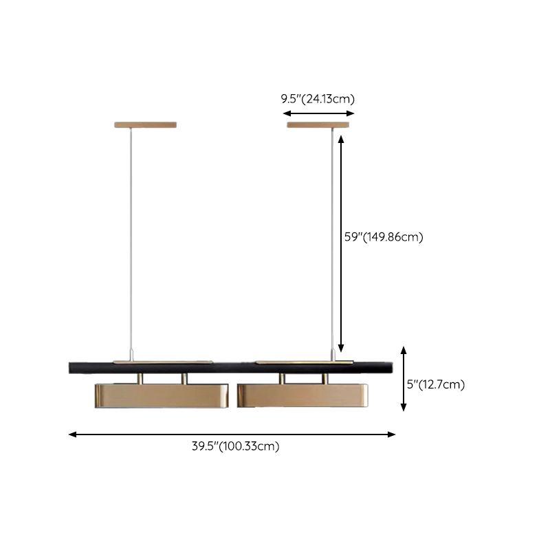 Modern 2/3/4-Light Black Ceiling Light Metal Kitchen Island Lighting for Dining Room