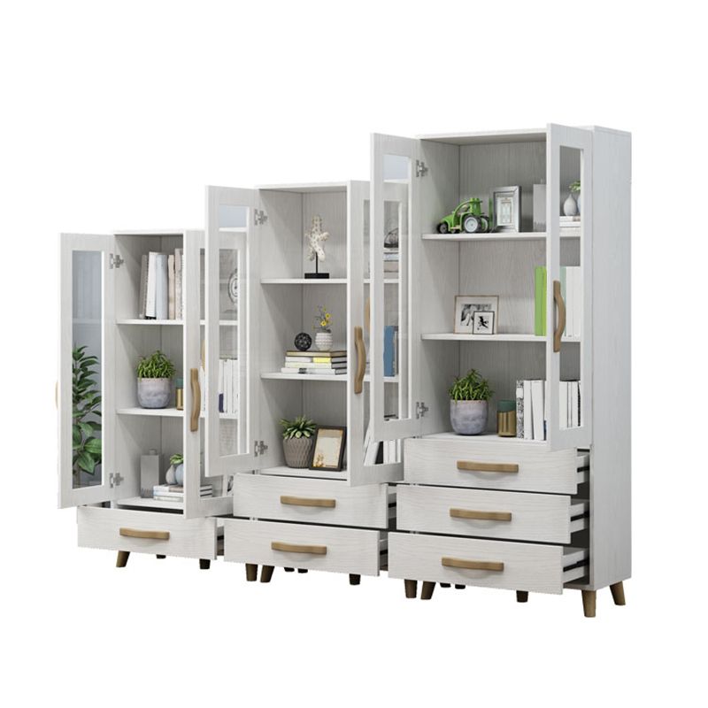 Modern Style Standard Bookcase Closed Back Bookshelf with Drawer Storage