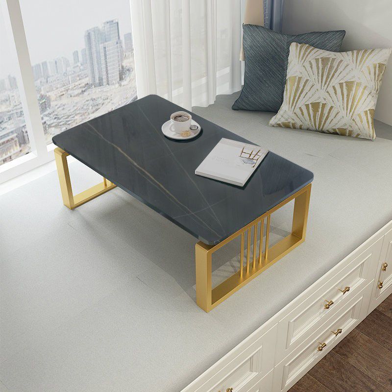 Marble Coffee Table Square Open Shelf Cocktail Table for Living Room Coffee Table