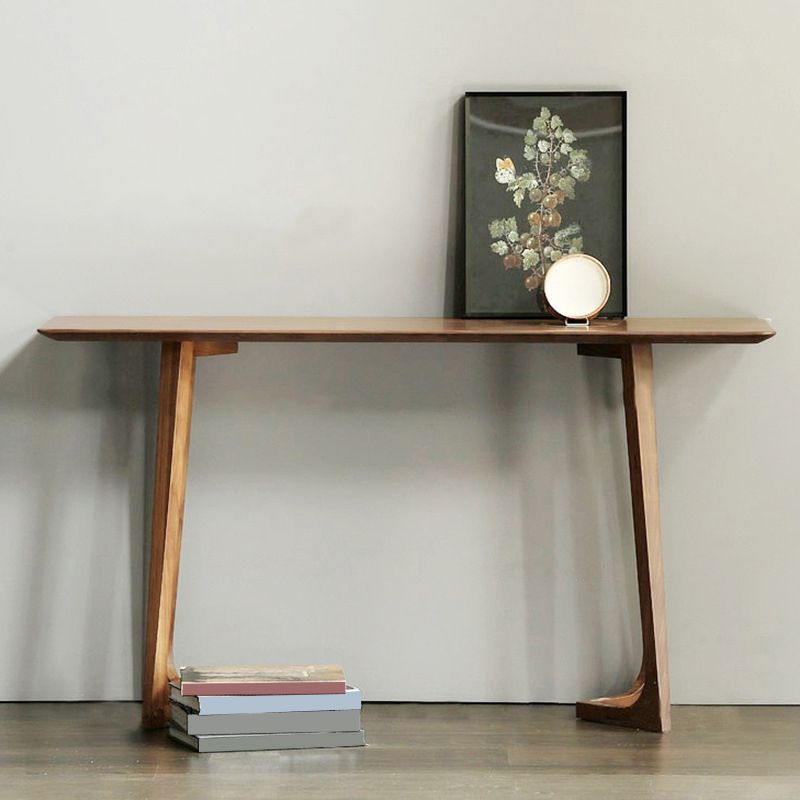 Mid-Century Modern Console Table 29.53" Tall Solid Wood End Table for Hall