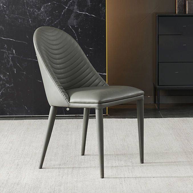 Contemporary Style Dining Chairs Armless Dining Chairs with Metal Legs for Kitchen