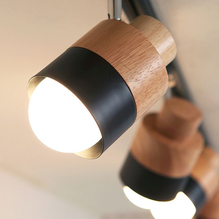 Iluminación LED sobre riel de estilo japonés, luz semiempotrada cilíndrica de madera maciza para el hogar, sala de estar y tienda de ropa, tienda comercial