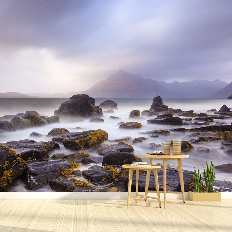 Modernism River Stones Mural Wallpaper Grey Stain Resistant Wall Covering for Home