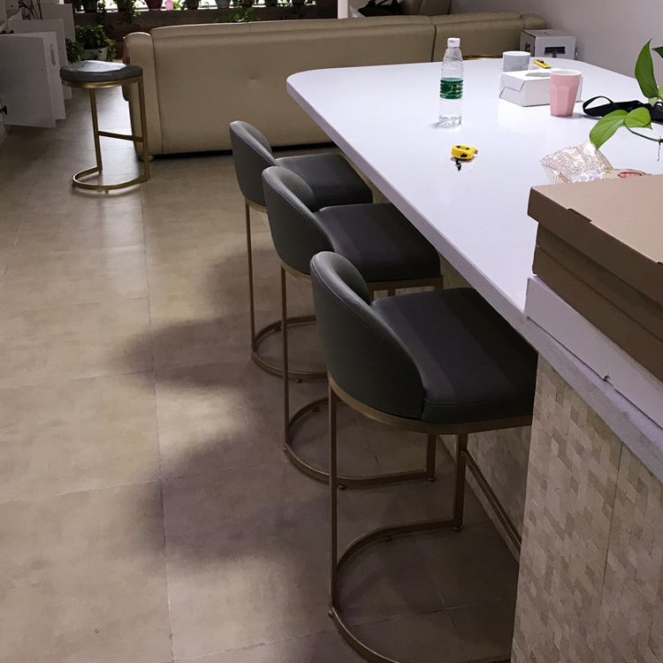 Glam Faux Leather Counter Height Stool Metal Bar Stool Bar Stool with Footrest