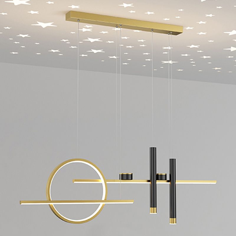 7 luces de isla geométrica ligera Candelera de isla de metal contemporánea