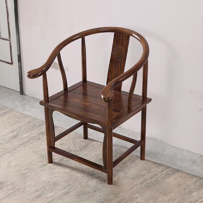 Traditional Style Arm Chair Solid Wood Slat Back Dining Chair for Home