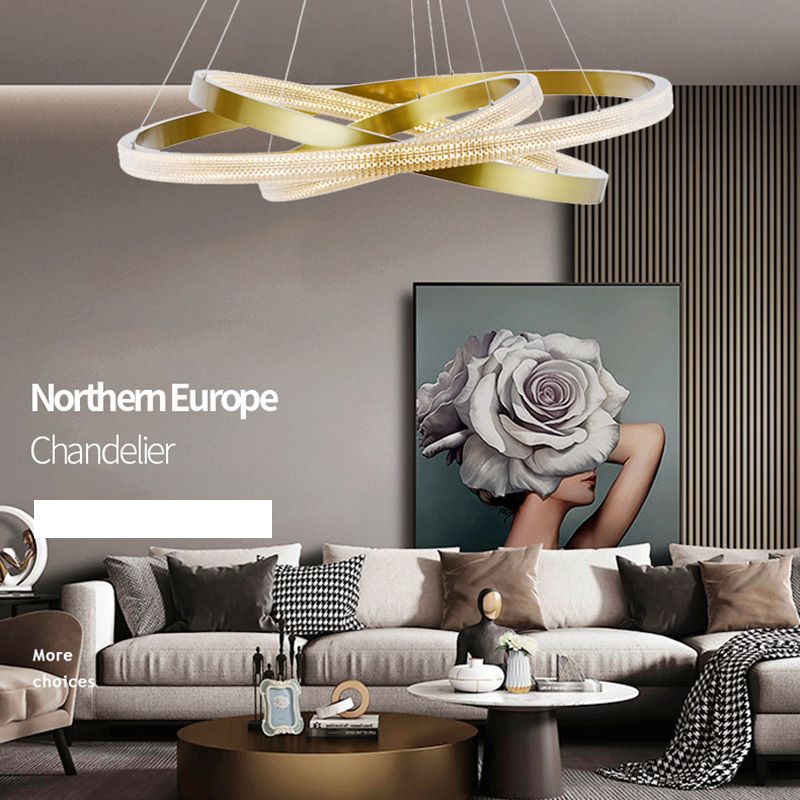 Fissature per illuminazione lampadario multi-testa lampada lampadario moderno ad anello con tonalità acrilica chiara