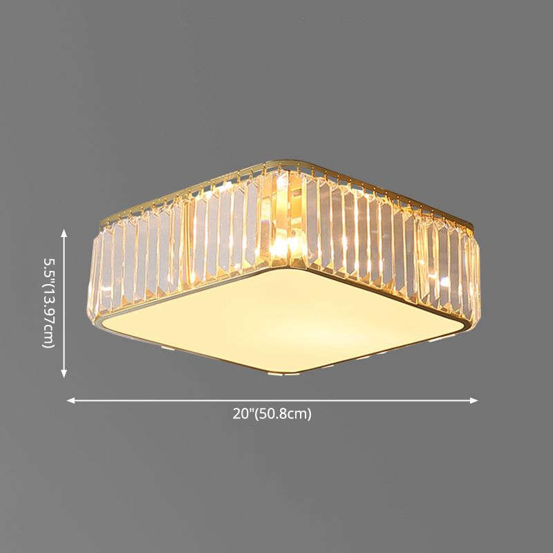 Plafonnier LED carré en cristal, plafonnier en fer forgé de Style concis et moderne pour le salon