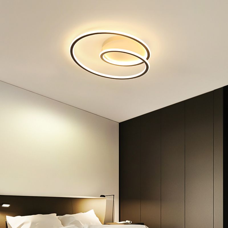 1-Light Ribbon Led Flush Mount Fixture Modern Style Metal Semi Mount Lighting