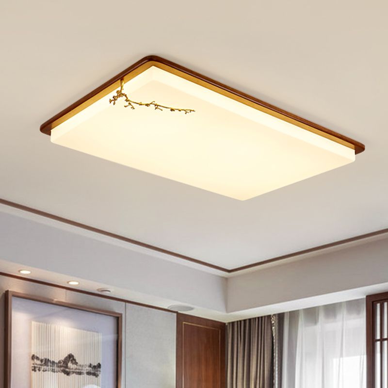 Moderne stijl houten LED-inbouwlamp Woonkamer plafondmontage met 1 licht