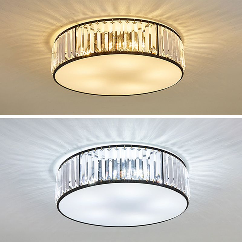 Soporte de techo de LED de cristal cilíndrico en estilo conciso moderno Luz de techo de hierro forjado con sombra acrílica