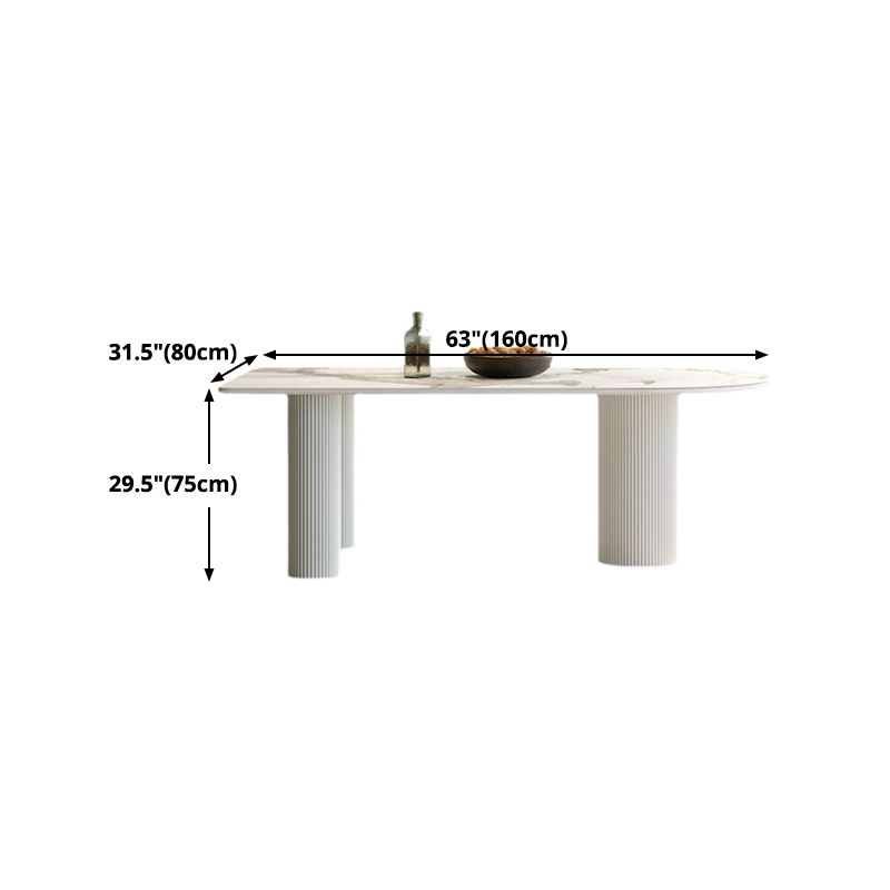Mesa blanca interior moderna para restaurante Top Table de comedor de piedra sinterizada