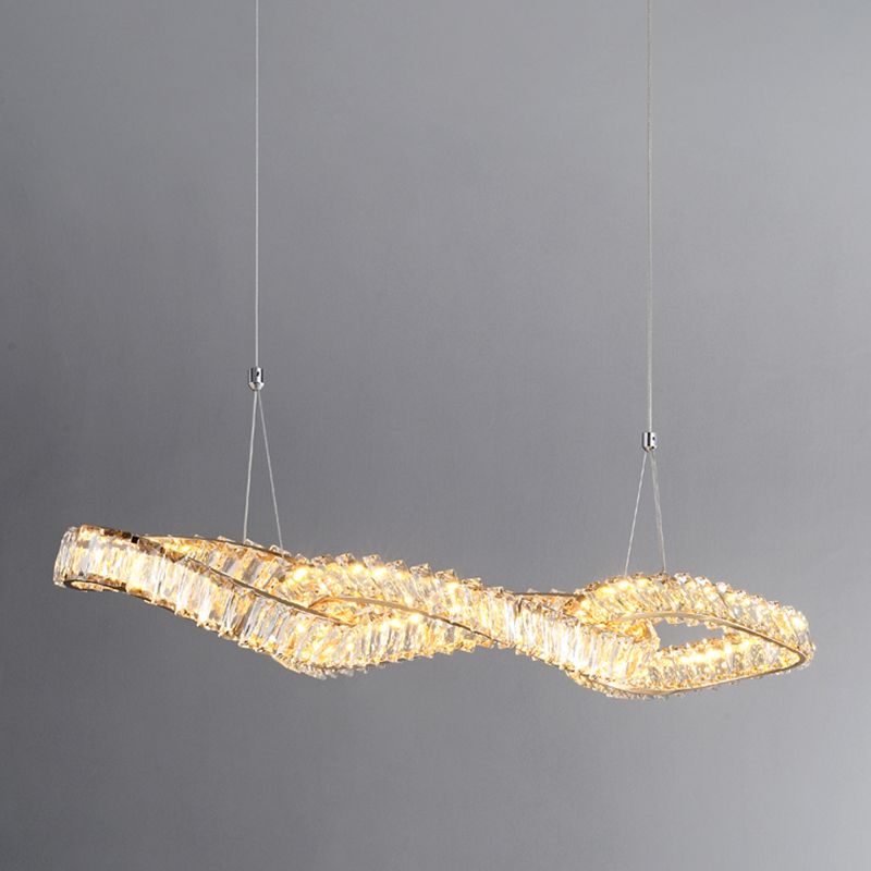 Nordic Style Crystal Hanging Lamp Geometry Shape Island Light Fixture for Bedroom