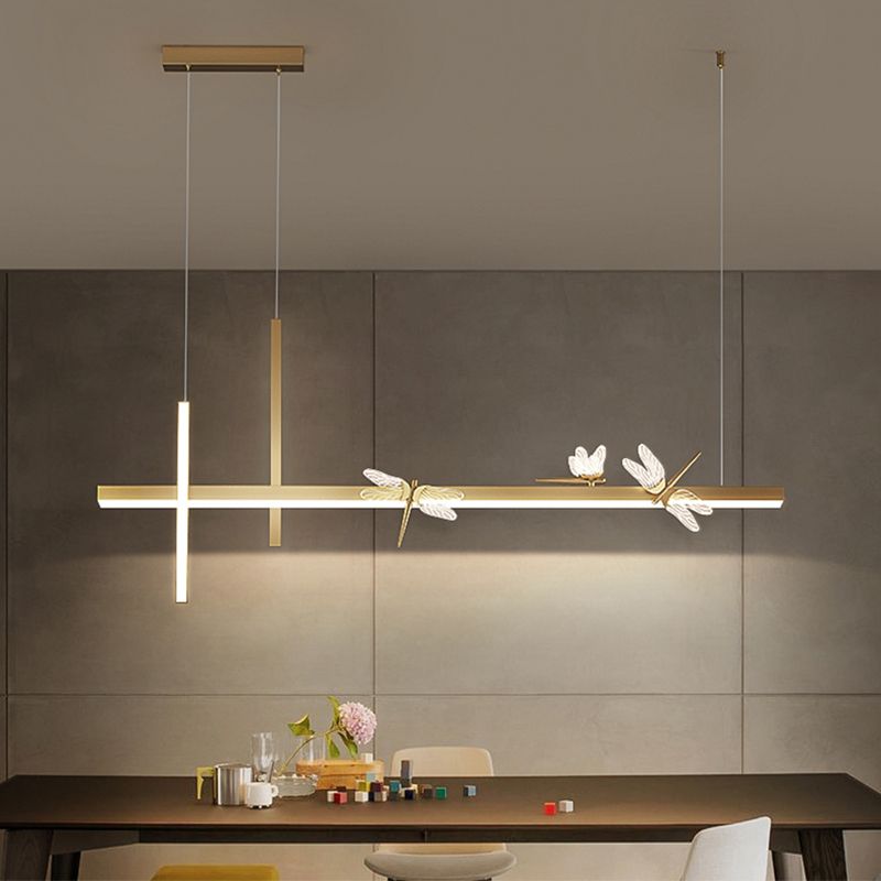 Luces de isla colgantes de libélula ultra contemporánea accesorios de iluminación de araña acrílica para restaurante