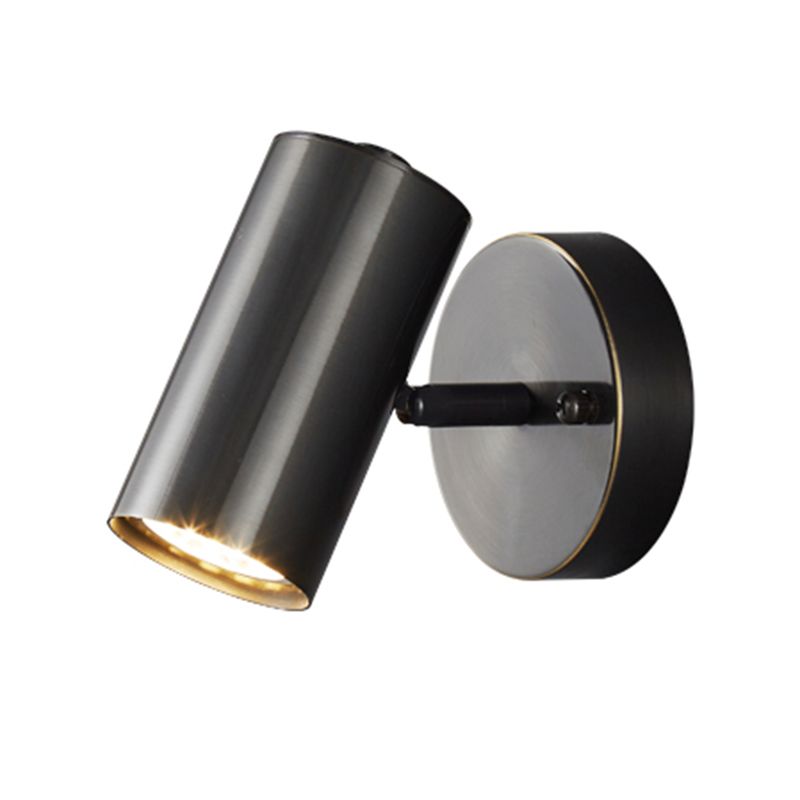 Metal Cylinder Shape Wall Lighting Modern Style 1 Light Wall Light Sconce in Black