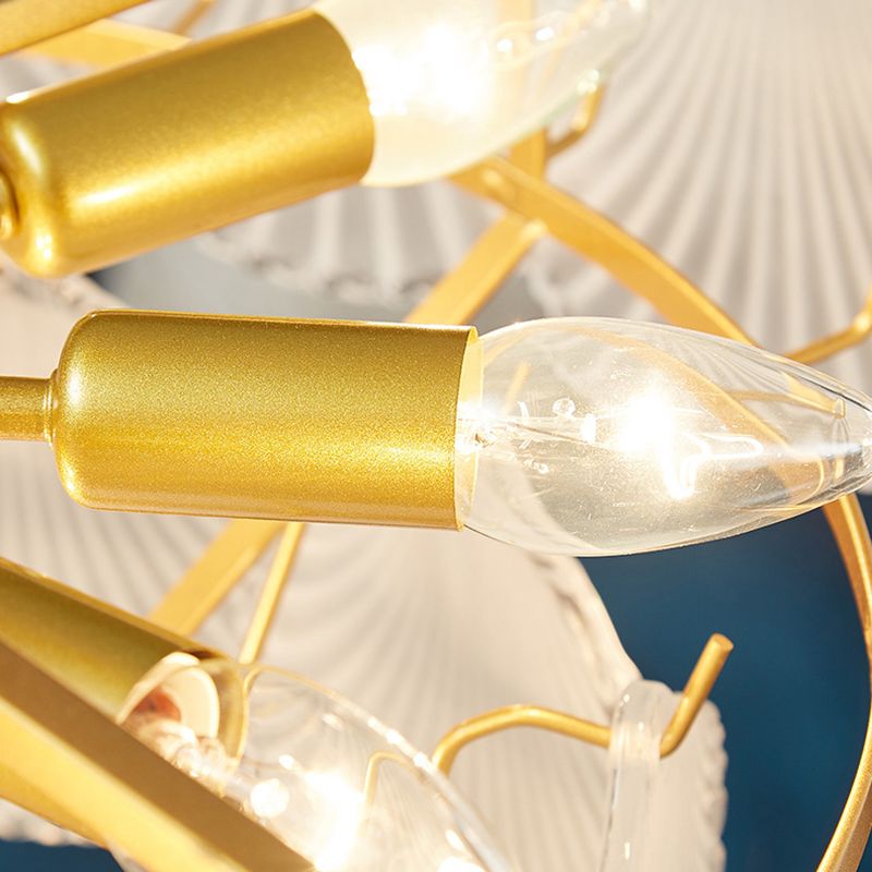 Vidrio 6 luces Modernas luces de la isla Luz de colmillo de oro