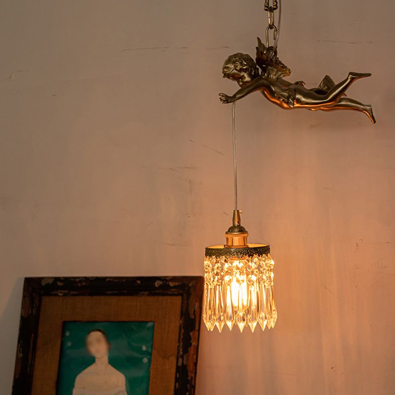 Luxury Indoor Pendant Light, Metal Angel Top 1-Light Pendant Lighting in Brass Color