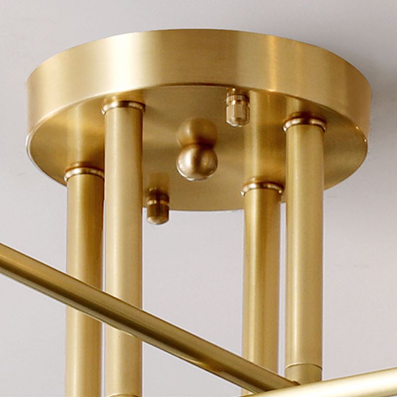 Gold Globe Semi-Flush Light Fixture Modern Glass Shade Ceiling Lamp Fixture