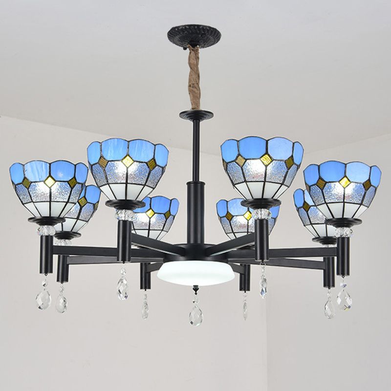 Lampadario in vetro colorato artigianale ombreggiato in stile mediterraneo lampada per lobby