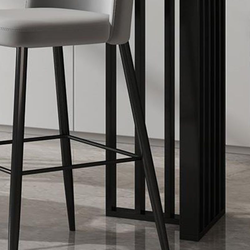 Rectangle Stone Bistro Table Contemporary Pub Table with Double Pedestal