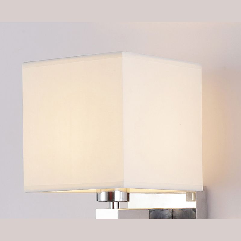 Square Fabric Shade Simplicity Wall Sconce Adjustable LED Spotlight Design Bedside Reading Lamp in Sliver