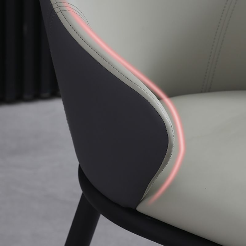 Sillas de comedor con respaldo sólido y brazo de diseño industrial, sillas de comedor de cuero para cocina