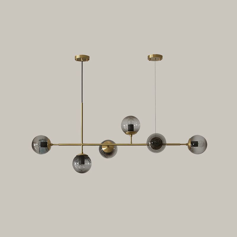 Nordic Glass Island Light Gold Globe 6 Lichter Island Anhänger für Wohnzimmer