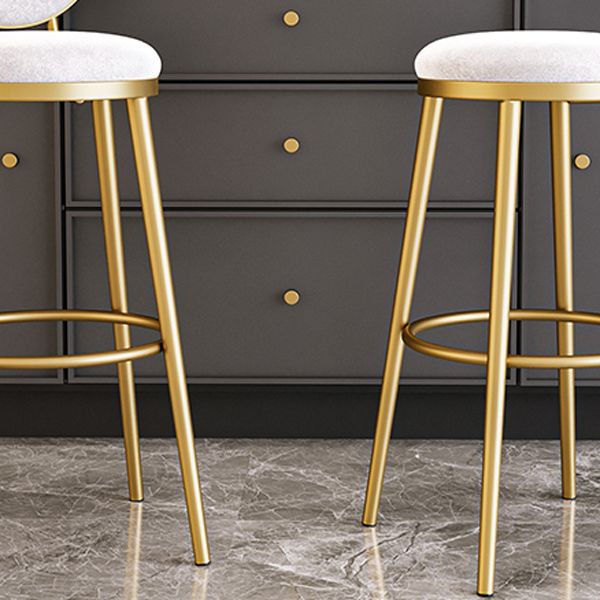 Glam Armless Backrest Counter Stool Iron Kitchenr Bar Stool with Velvet Cushion and Pedal
