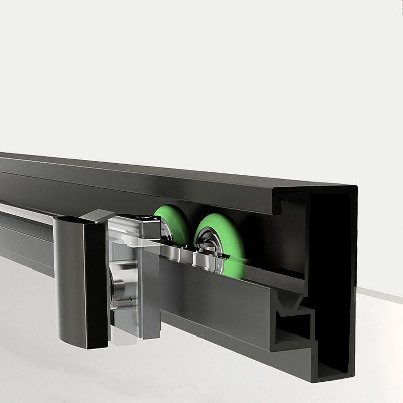 Matt Black Full Frame Single Sliding Door Shower Door, One-line Partition Bathroom Door