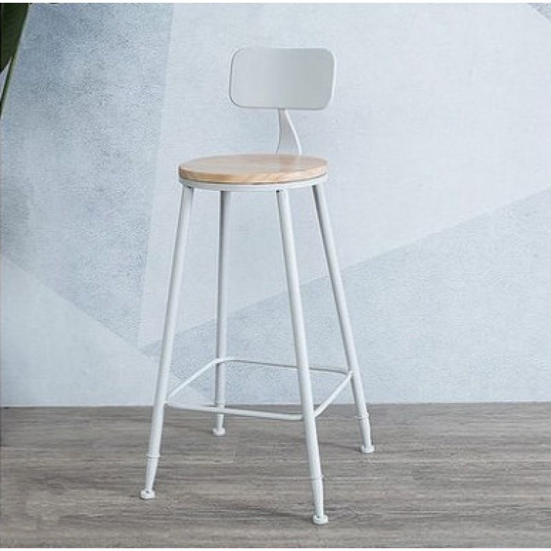Contemporary Low Back Barstools Round Bar Stool with Footrest