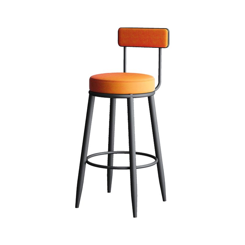 Modern Backrest Armless Counter Stool Iron Kitchen Bar Stool with Leather Cushion