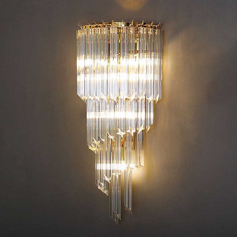 Unique Shade Crystal Wall Sconce Modern Multi-Lights Wall Mount Light Fixture in Gold