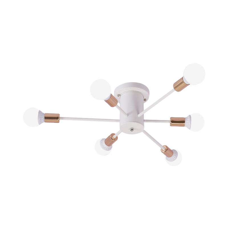 6/8/10 Heads Spoetnik Semi-Mount Verlichting Hedendaags Metaal Zwart/Wit/Goud Plafondgemonteerd Armatuur voor Slaapkamer