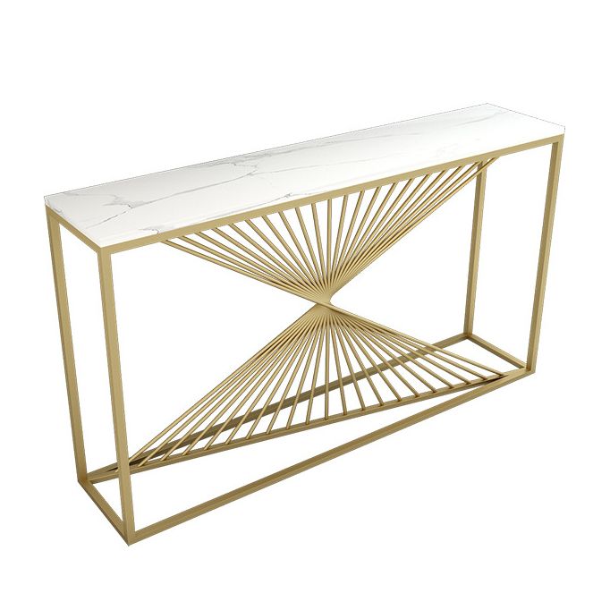 Glam Rectangle Accent Table 31.5" Tall Marble Console Table for Hall
