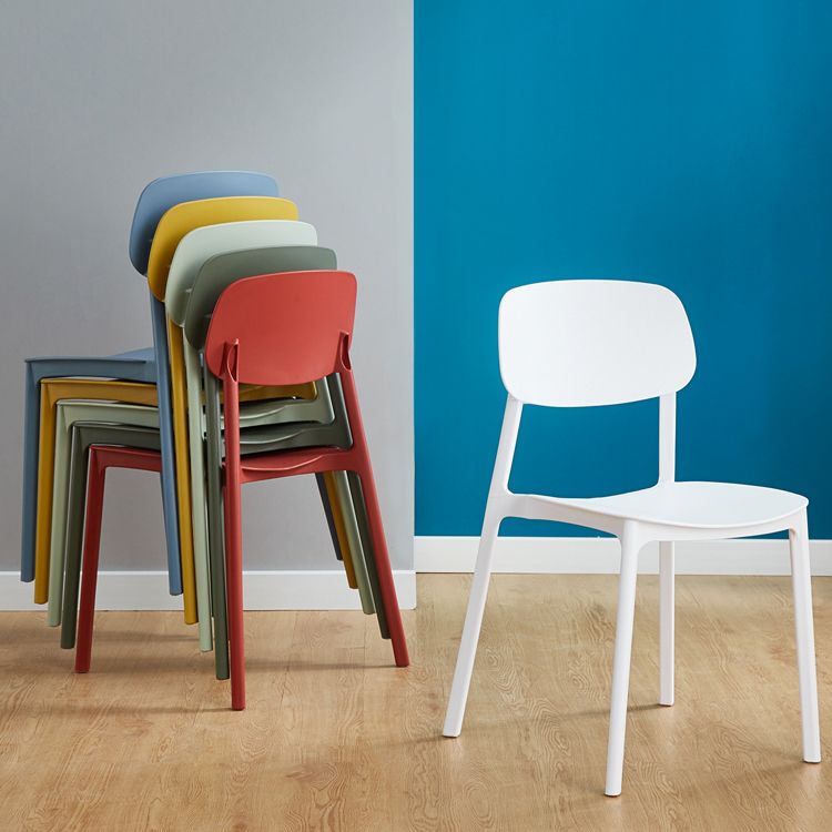 Sillas de comedor de plástico de estilo moderno, silla apilable de comedor con respaldo abierto para cocina (juego de 4)