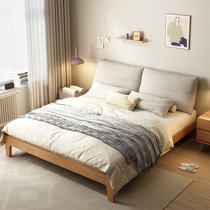 Scandinavian Solid Wood Bed Frame Low Profile Bed with Wood Legs