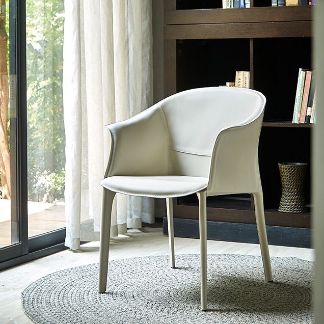Silla de comedor de metal moderno, silla de comedor de cuero para uso en restaurantes