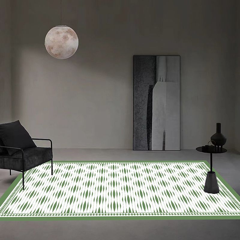 Green Diamond Area Rug Polyester Modern Rug Stain Resistant Rug for Living Room