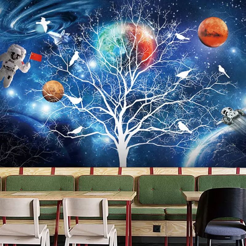 Photo Tree and Galaxy Mural Wallpaper Full Size Wall Art for Accent Wall, Personalized Size Available