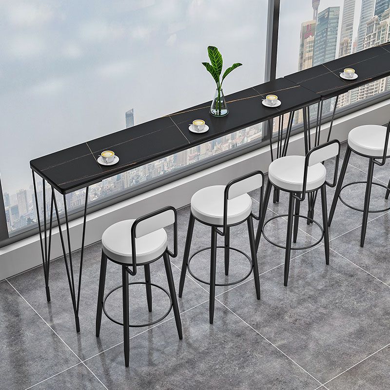Mesa de barra de hierro negro industrial Mesa de mármol sintético Top 41.3 "H Mesa Bistro