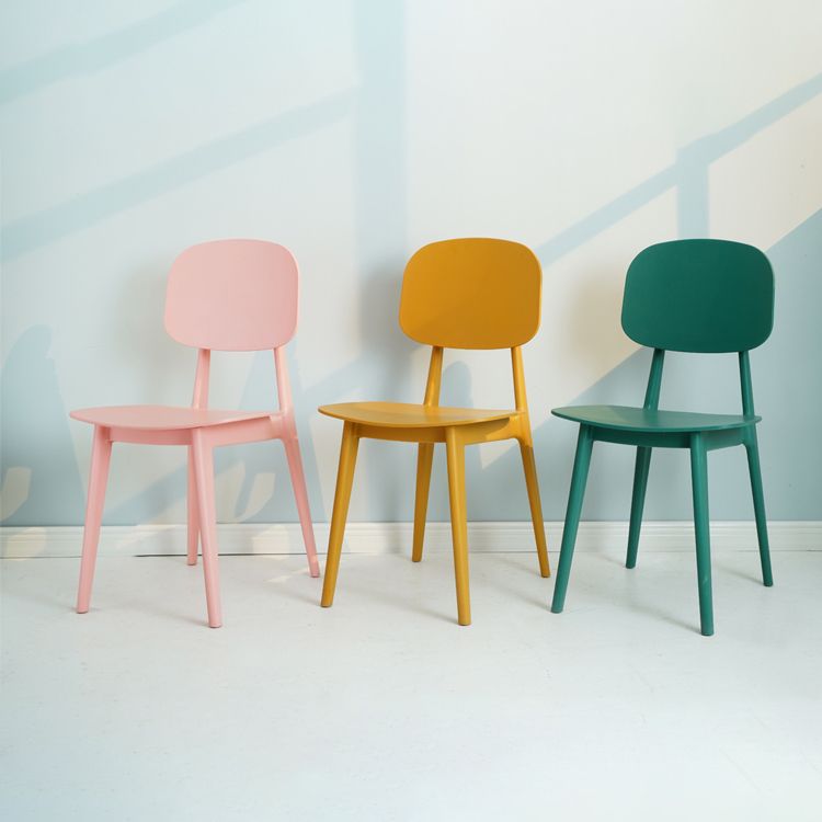Silla lateral de plástico moderna para interiores y exteriores, sillas sin brazos con respaldo abierto para comedor