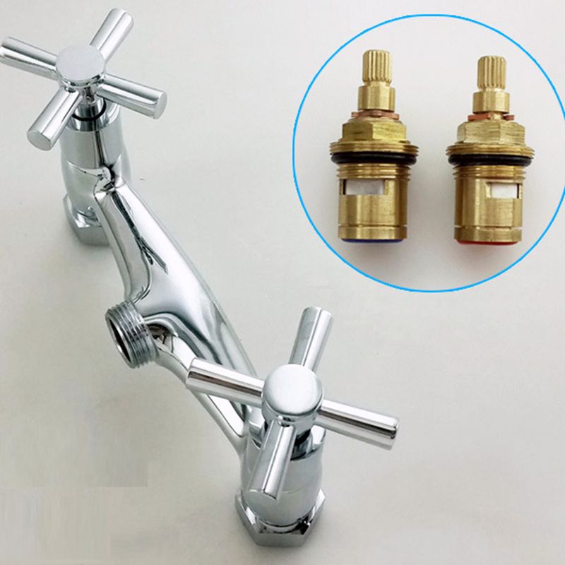 Modern 2-Handle Bathroom Sink Faucet 3 Hole Wall Mounted Bathroom Faucet with High-Arc