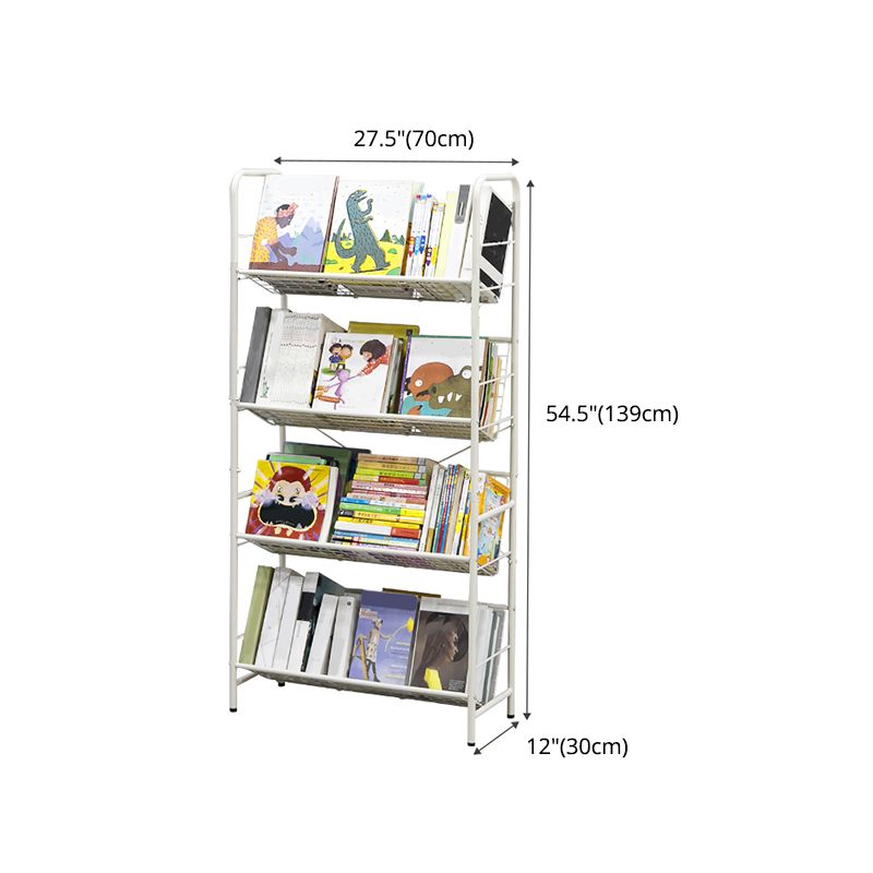 Modern Style Etagere Bookshelf Vertical Open Back Metal Bookcase for Home