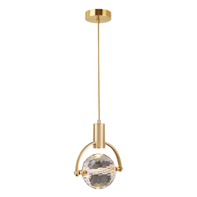 Forma sferica a forma di metallo appeso al soffitto Crystal Crystal 1 Light Sust Light in oro
