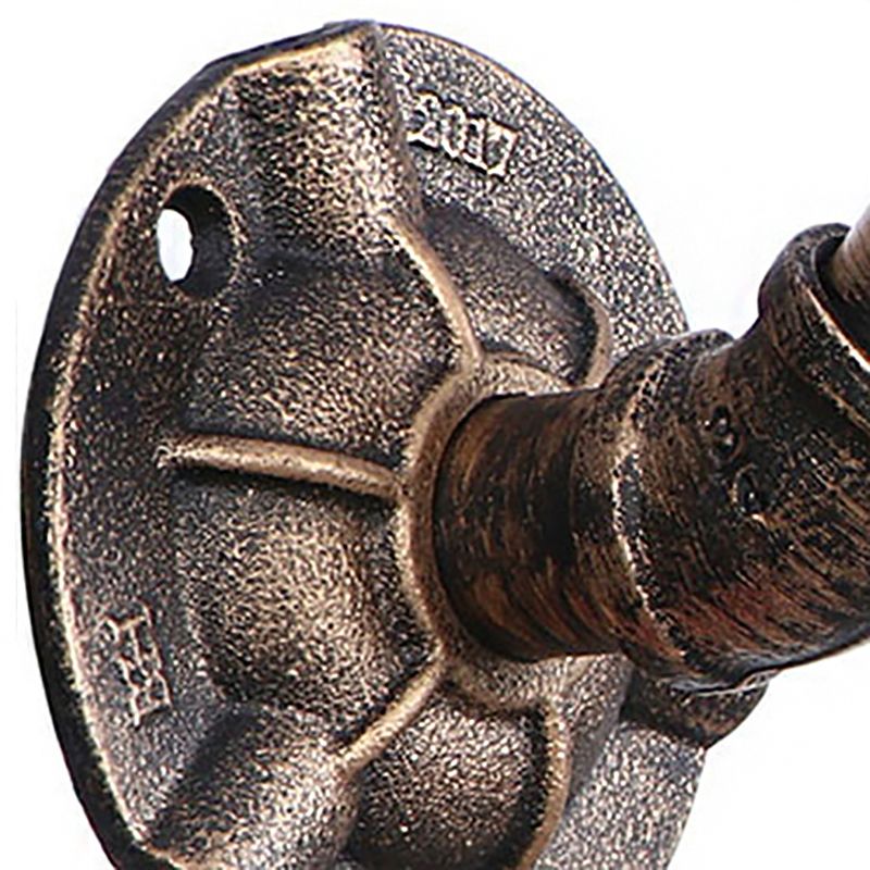 2 Heads Wall Sconce Fixture with Pipe Wrought Iron Shade Rustic Style Living Room Wall Fixture Light in Aged Bronze